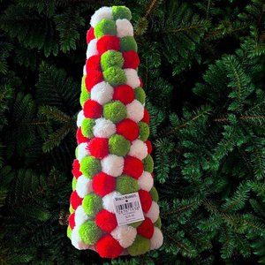 Christmas Holiday Tree Pier Place World Market Red Green Felt Pom Pom Decoration